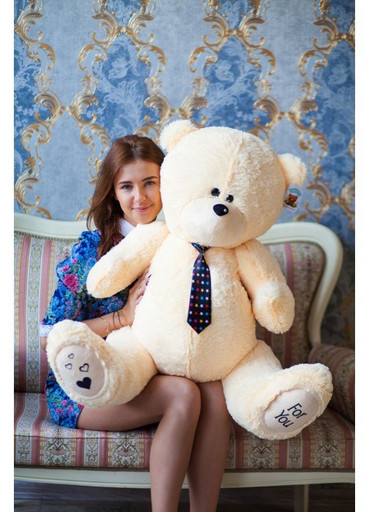 Большой плюшевый игрушка медведь Teddy 130 см латте, мягкий мишка, подарок на день рождения, на новый год 2023