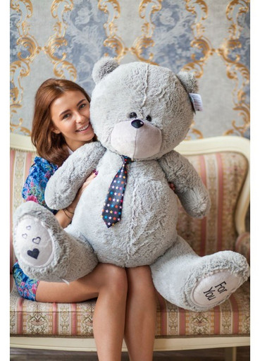 Мишка Teddy большой Дино 110 см серый, мягкая игрушка медведь, подарок на день рождения, на новый год 2023