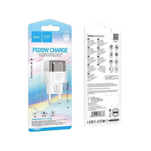 Сетевое зарядное устройство Hoco C125A PD20W (прозрачный черный)