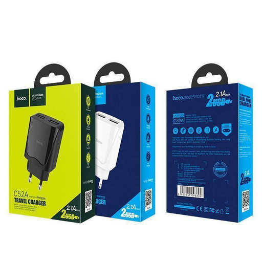 Сетевое зарядное устройство Hoco C52A Authority 2USB 2400mAh (белый)