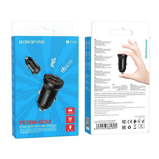 Автомобильное зарядное устройство Borofone BZ18A PD 20W + QC3.0 (черный)