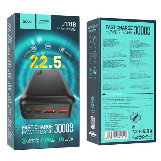 Портативный аккумулятор Hoco J101B Astute 22.5W (30000 mAh) (черный)