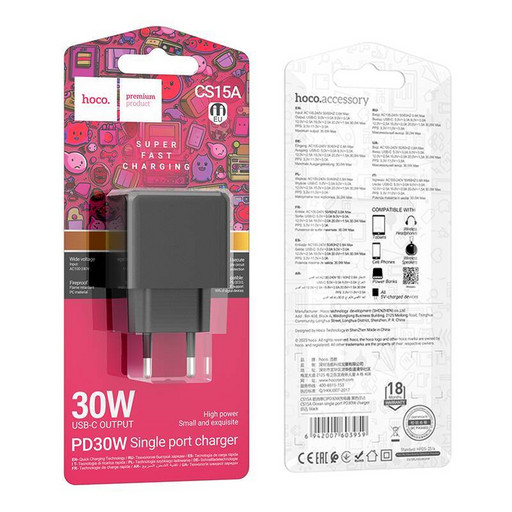 Сетевое зарядное устройство Hoco CS15A PD 30W (черный)