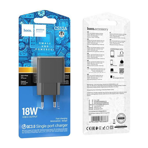 Сетевое зарядное устройство Hoco CS12A QC3.0 (черный)