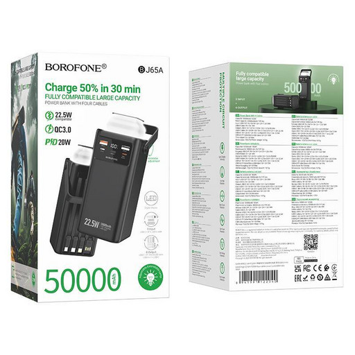 Портативный аккумулятор Borofone BJ65A High 22.5W + PD 20W (50000mAh) (черный)