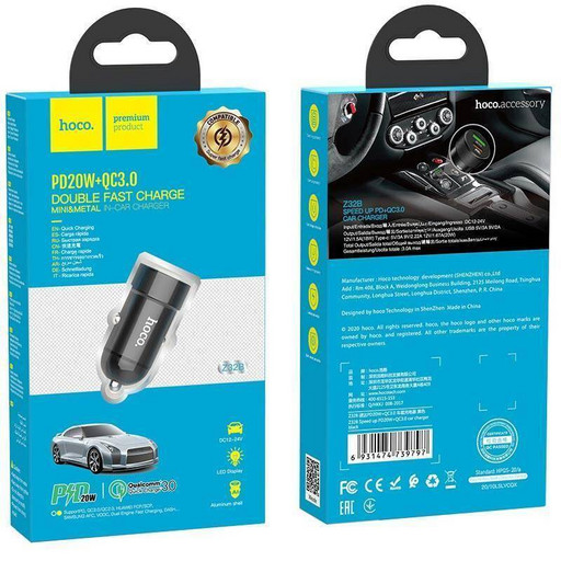 Автомобильное зарядное устройство Hoco Z32B PD 20W + QC3.0 (черный)