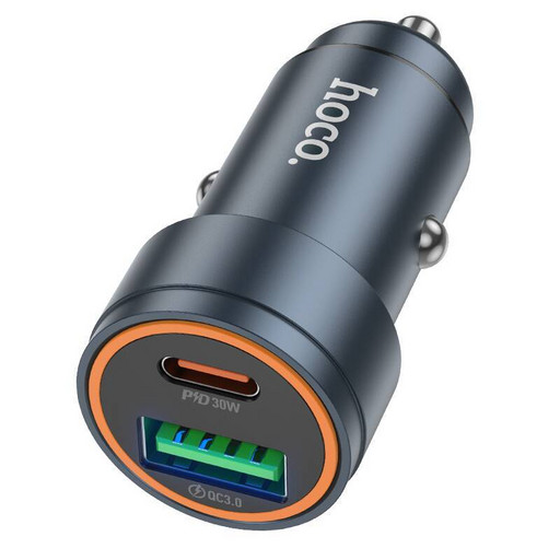 Автомобильное зарядное устройство Hoco Z57A Glorious PD 30W + QC3.0 (металлик)