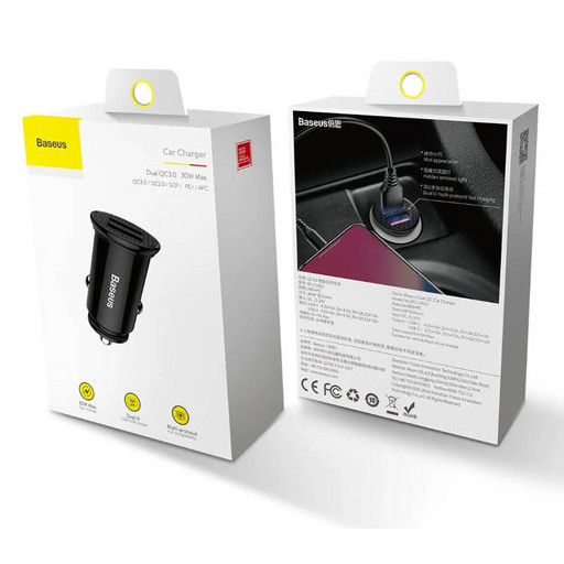 Автомобильное зарядное устройство Baseus Circular Plastic, 2 USB, 5A, 30W (черный)