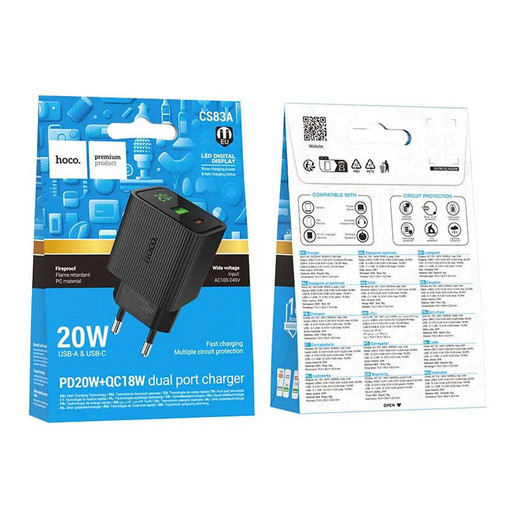 Сетевое зарядное устройство Hoco CS83A Excellent PD 20W + QC3.0 (черный)