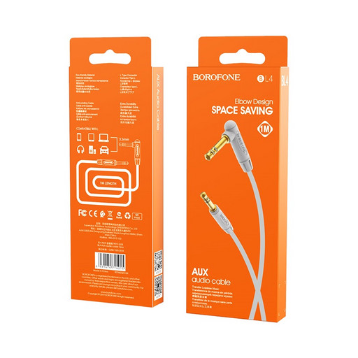Аудиокабель Borofone BL4 ( Jack 3.5 - Jack 3.5 ) серый