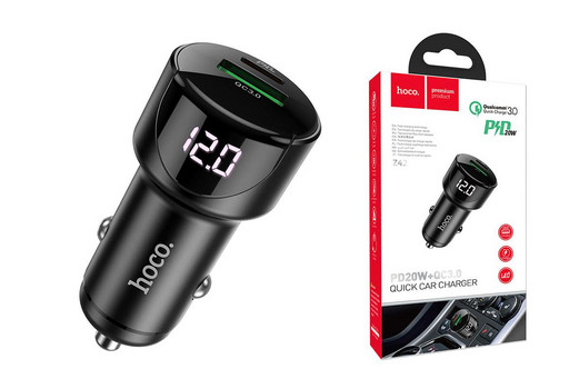 Автомобильное зарядное устройство Hoco Z42 Light road USB+Type-C ( PD20W+QC3.0 )