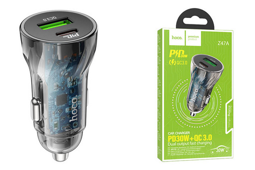 Автомобильное зарядное устройство Hoco Z47A USB+Type-C ( PD30W+QC3.0 )