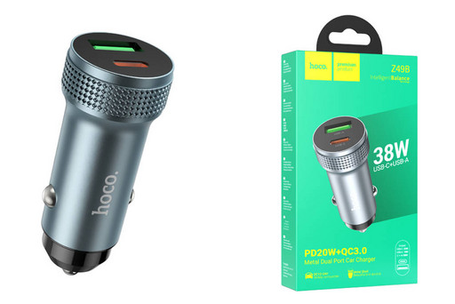Автомобильное зарядное устройство Hoco Z49B USB+Type-C ( PD38W+QC3.0 )
