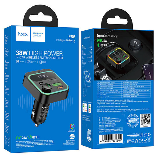 FM-Модулятор Hoco E85 Tiger PD20W+QC3.0