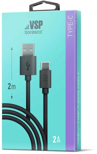 Кабель BORASCO  ( USB - Type-C ) 2.0A 2.0м черный