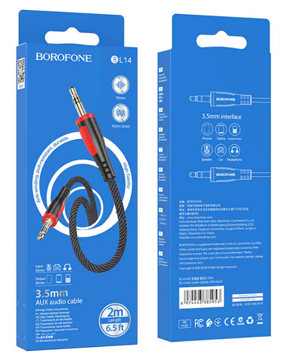 Аудиокабель Borofone BL14 AUX ( Jack 3.5 - Jack 3.5 ) белый