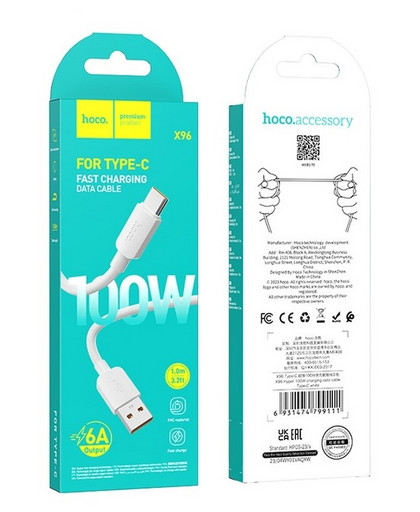 Кабель Hoco X96 ( USB-Type-C ) 6.0А 100W 1.0м белый