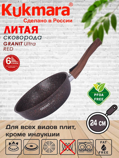 Сковорода 240мм со съeм. ручкой АП "Granit ultra" (red) сга242а