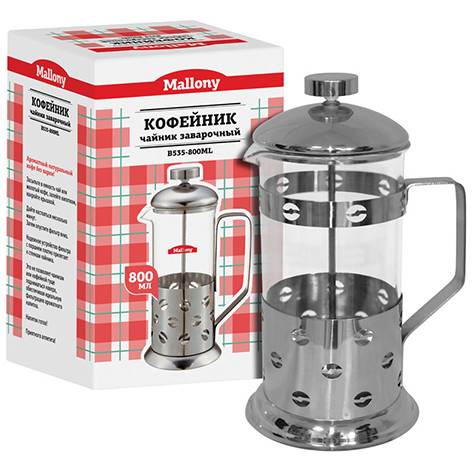 Чайник/кофейник (кофе-пресс) "Caffè"  B535-800ML (сталь)	950082