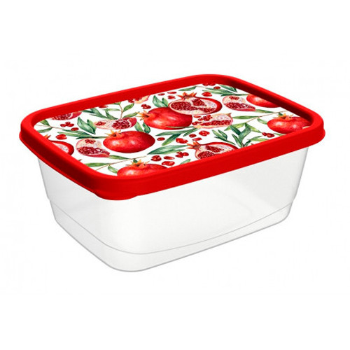 Контейнер для продуктов прямоугольный 0,5л с декором (красный) 221153606/03