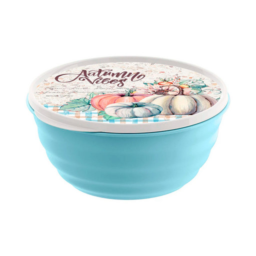Миска "Latina" 1,1л с крышкой с декором (мятно-голубая) 223102314/02