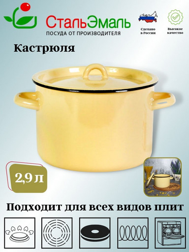 Кастрюля 2,9л цил. 2с16/1 без рис. крем.