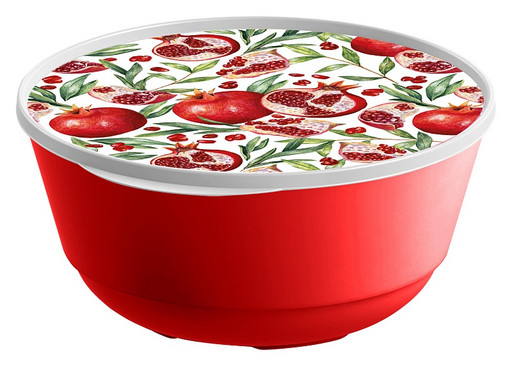 Миска "Bergamo" 3л с крышкой с декором  (красный) 221165806/03