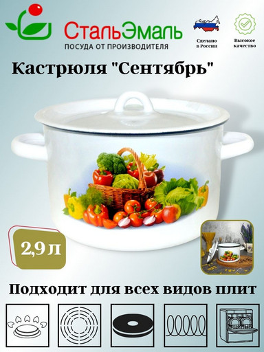 Кастрюля 2,9л цил. белосн. Сентябрь 1с16с/1