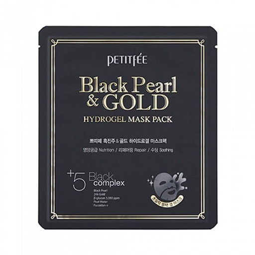 Гидрогелевая маска с золотом и черным жемчугом Petitfee Black Pearl Gold Hydrogel Mask Pack