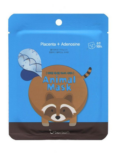 Тканевая маска с экстрактом плаценты (Енот) Berrisom Animal Mask Series-Raccoon