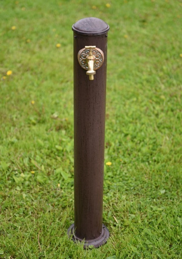 Садовая колонка для воды из стали и чугуна (175*175*900мм), цвет коричневый