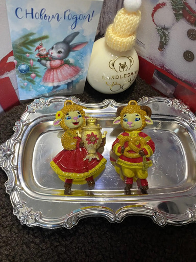 Елочная игрушка "Овечка и Барашек" (ГИПС)