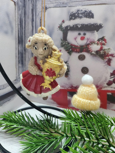 Елочная игрушка "Овечка и Барашек" (ВОСК)