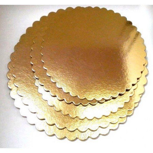 Подложка для торта круг усиленная D 34 золото/жемчуг