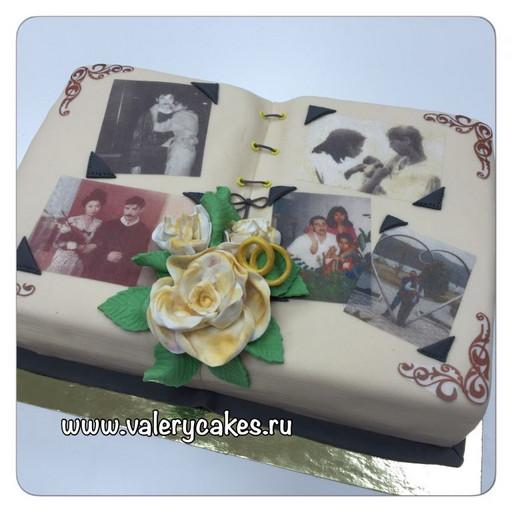 Торт в виде фотоальбома на годовщину свадьбы