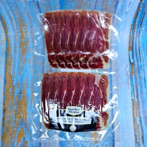 Jamon de cebo iberico 50% raza iberica sanchez alcaraz 200гр (Нарезка Хамон де Себо Иберико 50% Раза Иберика Санчез Алькараз)