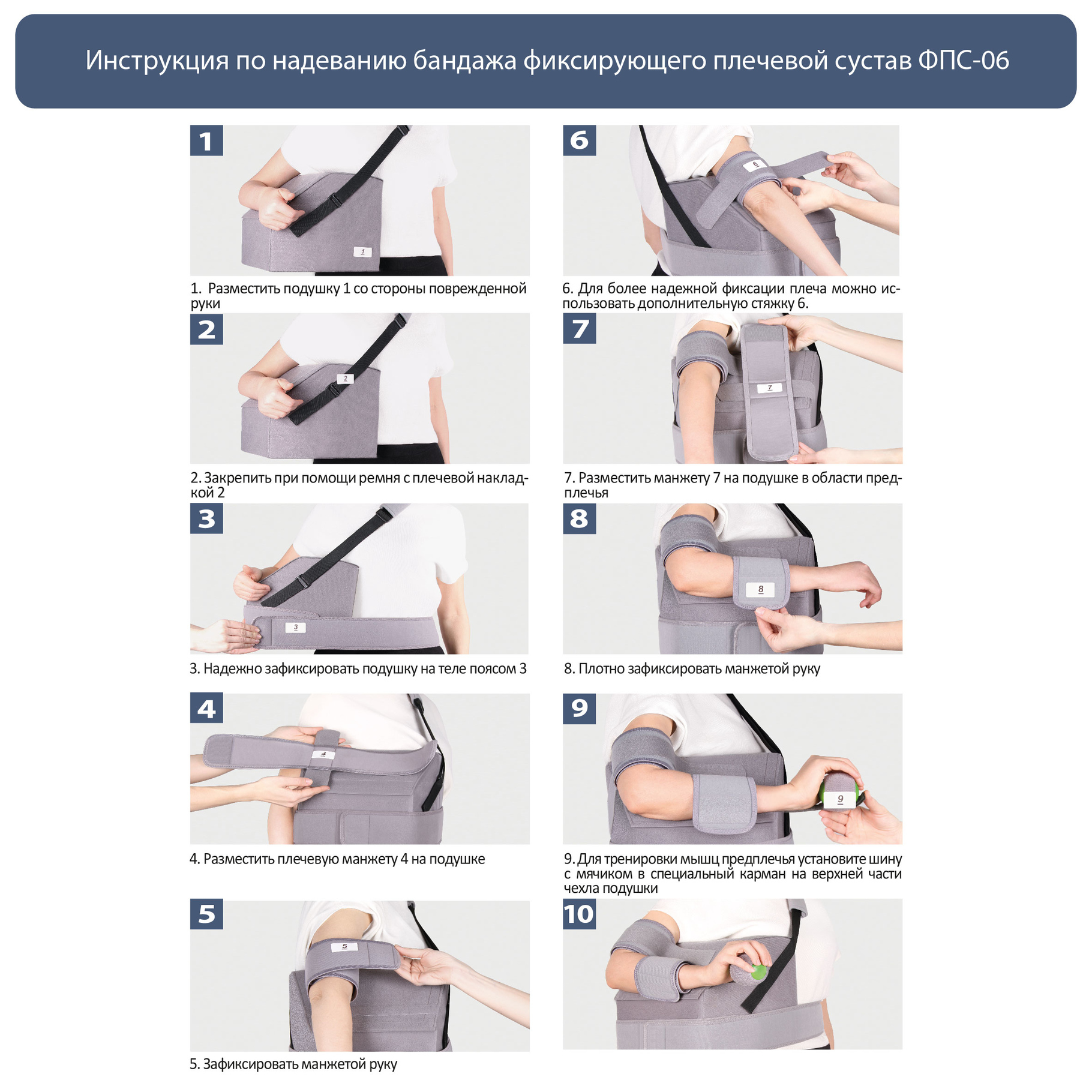 Схема одевания бандажа на плечо