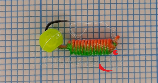 Мормышка вольфрамовая ВЛАДИМИРСКАЯ Гвоздик рифленый с латунным шаром НЕОН 0,6гр