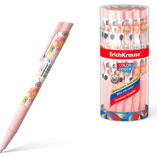 Ручка шариковая автоматическая 0,7 мм синяя ErichKrause ColorTouch® Flower Cocktail
