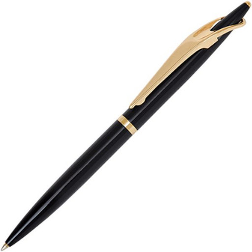 Ручка шариковая автоматическая Flair Real Magic, 0.7 мм, синяя, метал. корпус черный/золото