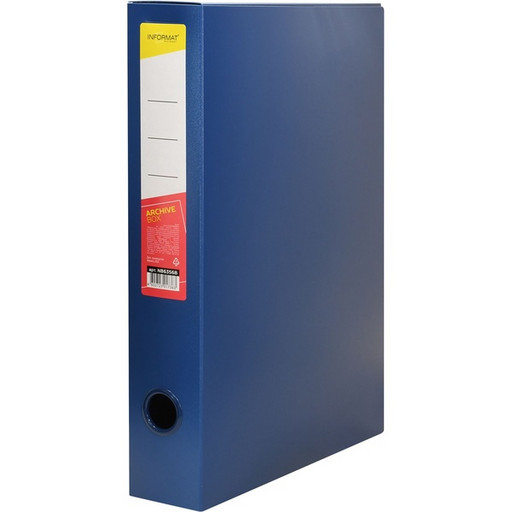 Короб архивный на липучке, А4+, 800 мкм, "песок", 56 мм/550 л., синий, inФОРМАТ