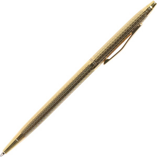 Ручка шариковая подарочная FIORENZO поворотный механизм,  корпус круглый, цвет золото, синяя в картонном футляре