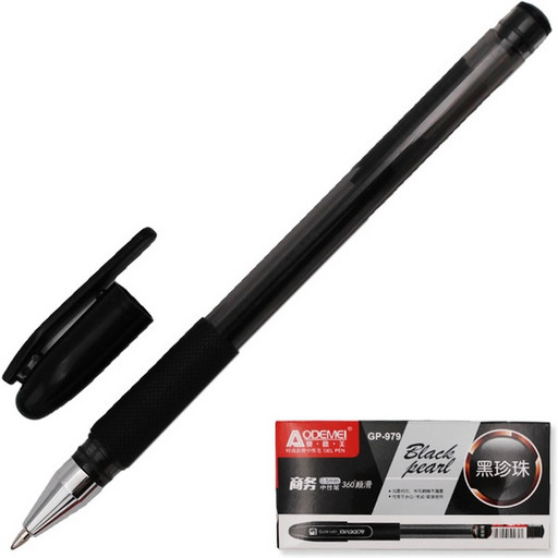 Ручка гелевая черная, Ø 0.5 мм, эрг. грип, тон. корпус, MAYLOTT