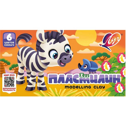 Пластилин классический ЛУЧ Zoo, 6 цветов, 90 г, картонная упаковка