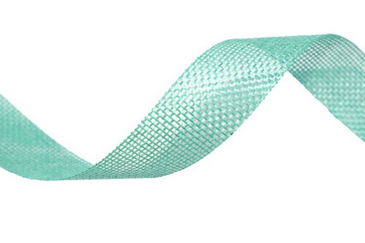 5512-25/18  Лента Лен искусственный  2,5см*25 ярд светло-бирюзовый