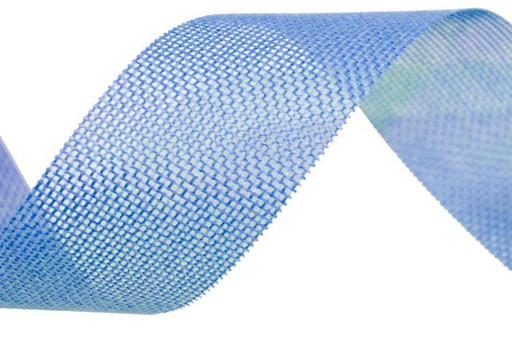 5512-40/14  Лента Лен искусственный 4 см*25 ярд небесно-голубой