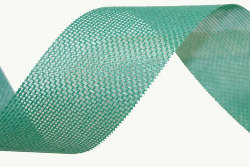 5512-40/20  Лента Лен искусственный 4 см*25 ярд светло-изумрудный