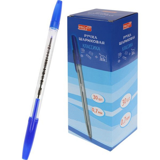 Ручка шариковая синяя, 0.7 мм, узел Standard, шестигранная, Profit Классика