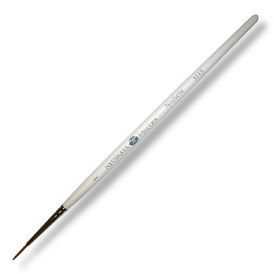 Кисть синтетика, №1, круглая, деревянная белая ручка, Невская Палитра