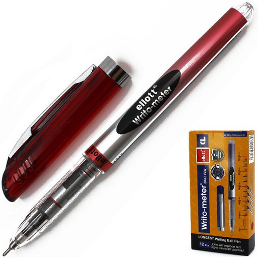 Ручка шариковая 0,5 мм красная ELLOT Writ-meter, масл. основа,пиш. резерв 10 км
